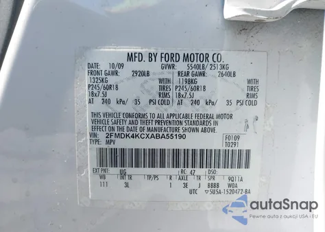 2010 Ford Edge Limited из США, поврежденный, VIN 2FMDK4KCXABA55190